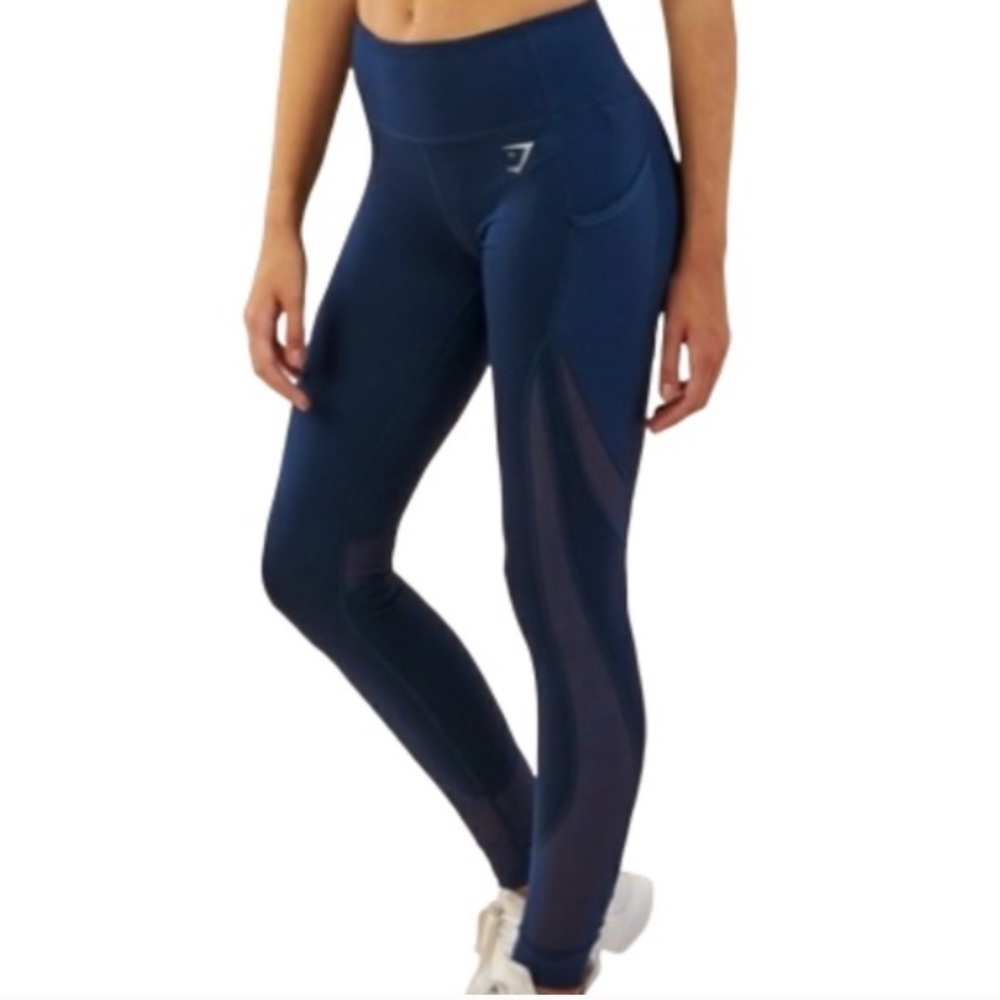 Gymshark Navy Dry Mesh Moisture Management High Waist Workout Leggings Medium
